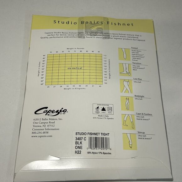 Studio Basics by Capezio Girls One Size Black Footed Fishnet Ballet Tights - Picture 3 of 3